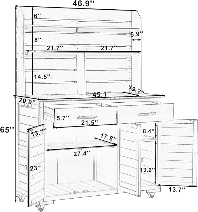 65''H Large Garden Potting Bench - Image 7