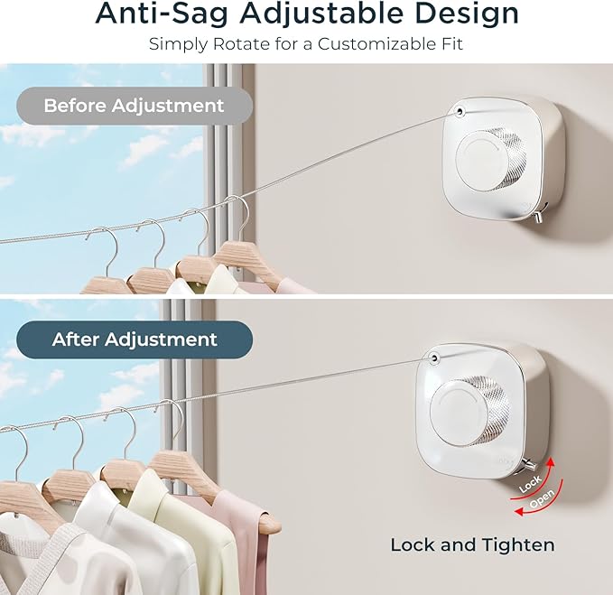 FORIOUS Retractable Clothesline Indoor, 13.8 Ft Non-Sagging Outdoor Clothes Line - Image 2