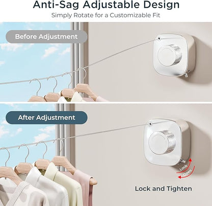 FORIOUS Retractable Clothesline Indoor, 13.8 Ft Non-Sagging Outdoor Clothes Line - Image 2