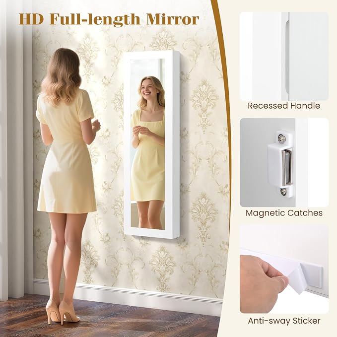 Giantex Wall or Door Mounted Jewelry Cabinet - Image 6