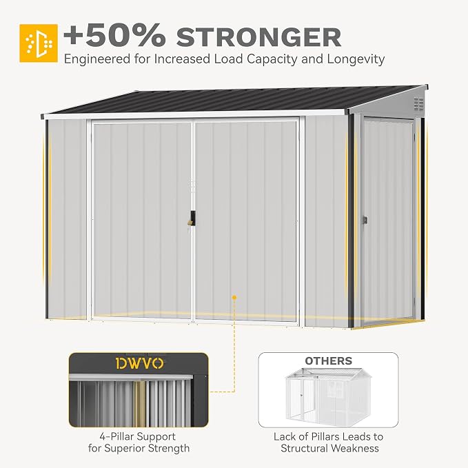 DWVO 7' x 4' Outdoor Storage Shed, Large Metal Tool Sheds, Heavy Duty Storage - Image 7