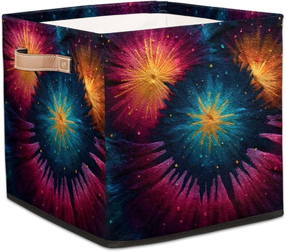 TropicalLife 13x13x13 Inch Large Fabric Storage Cube Tie Dye Foldable Storage by TropicalLife