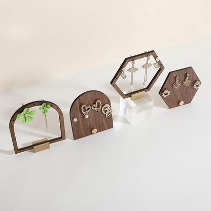 GemeShou 3pcs wooden jewelry earring organizer holder, walnut earring studs - Image 9