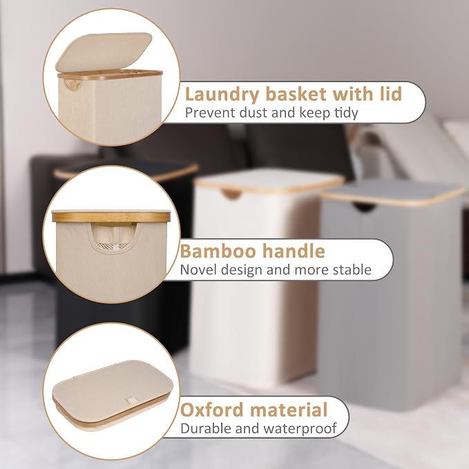iEGrow 65L Slim Laundry Hamper, Narrow Laundry Basket - Image 5
