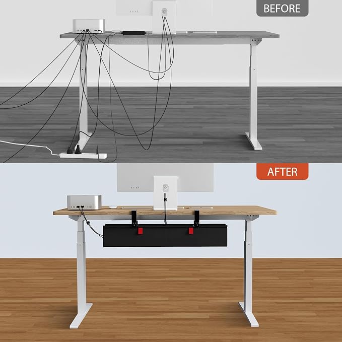 Univivi No Drill Under Desk Cable Management Tray, Clamp/Screw Mount Desk Cable - Image 7