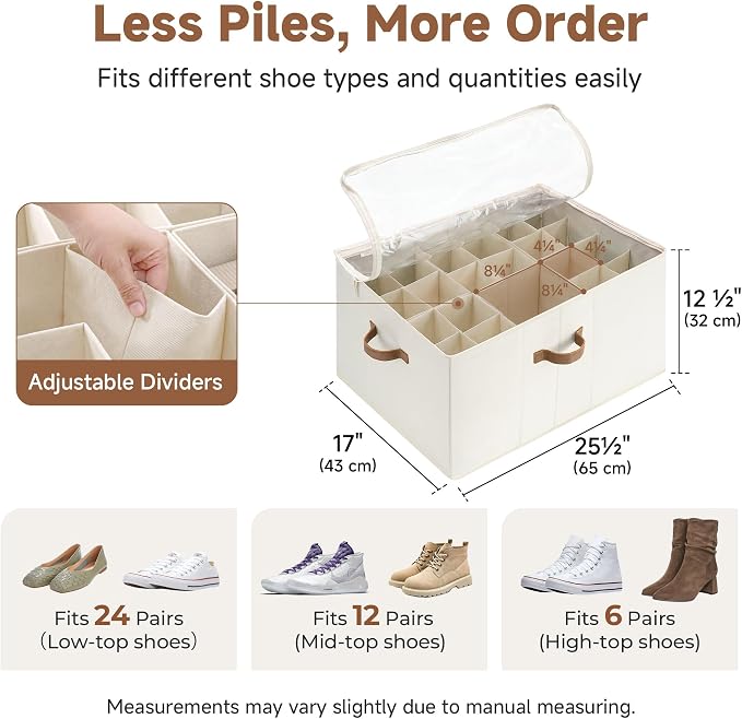 StorageWorks Shoe Organizer for Closet, Fits up to 24 Pairs, Shoe Cubby Storage - Image 2
