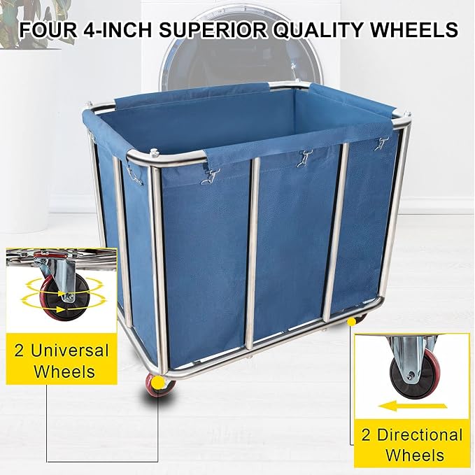 Laundry Cart Commercial, 11.35 Bushel Large Industrial Rolling Laundry Hamper - Image 6