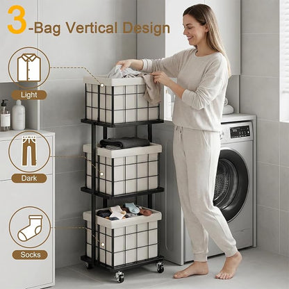 120L Vertical Rolling Laundry Hamper - Image 5
