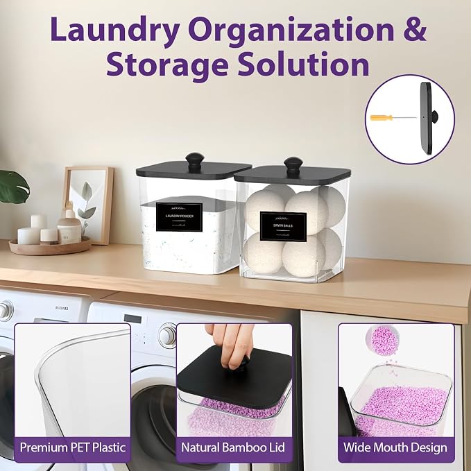 2 Pack Clear Laundry Pods Container, Plastic Square Laundry Room Organization - Image 4