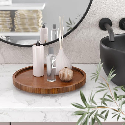 Lazy Susan Organizer for Kitchen, Bamboo Turntable for Cabinet, Small（Brown） - Image 2