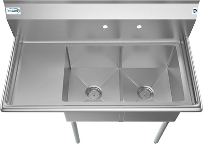 KoolMore 2 Compartment Stainless Steel NSF Commercial Kitchen Prep & Utility - Image 8