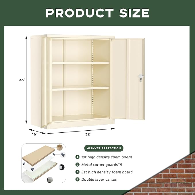 Greenvelly Metal Storage Cabinet, Lockable Storage Cabinets - Image 2