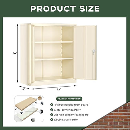 Greenvelly Metal Storage Cabinet, Lockable Storage Cabinets - Image 2