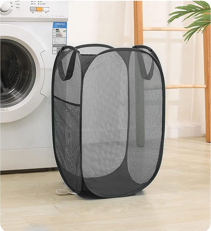 2 Pack Foldable Mesh Popup Laundry Hamper, Laundry Basket Easy to Open and Fold - Image 3