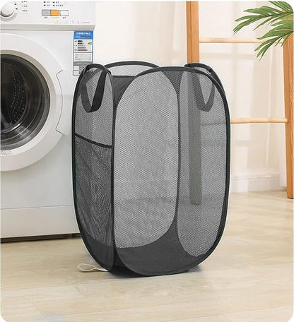 2 Pack Foldable Mesh Popup Laundry Hamper, Laundry Basket Easy to Open and Fold - Image 3