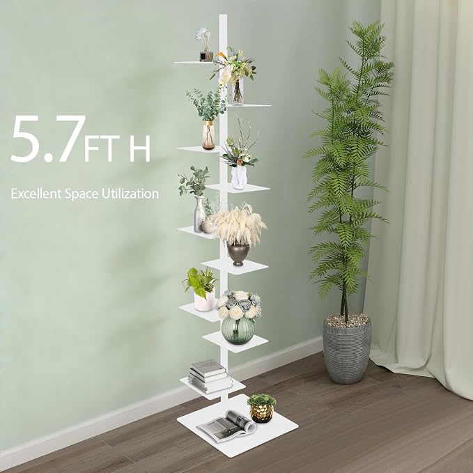 9 Tier Metal Spine Bookshelf Tower, Adjustable Vertical Tower - Image 3