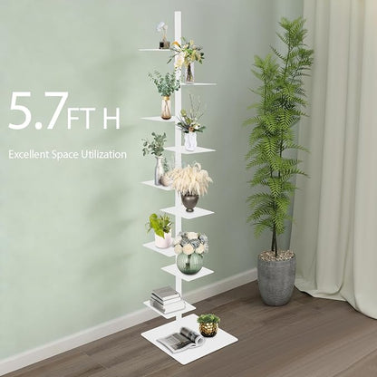 9 Tier Metal Spine Bookshelf Tower, Adjustable Vertical Tower - Image 3