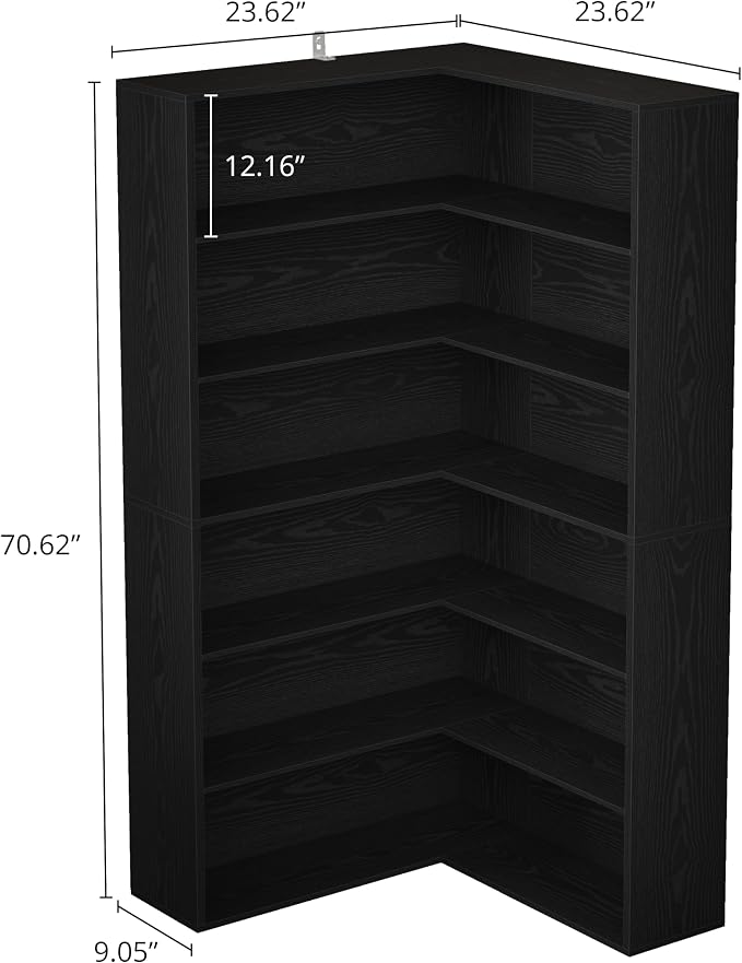 ANCTOR Corner Bookshelf, 6 Tiers Corner Bookcases - Image 2
