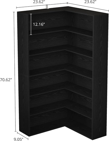ANCTOR Corner Bookshelf, 6 Tiers Corner Bookcases - Image 2
