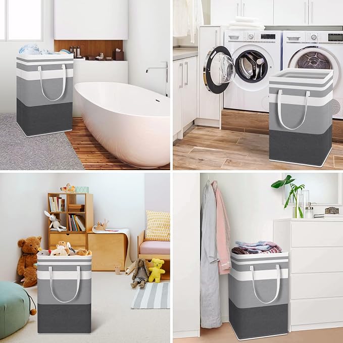 HomeHacks 2-Pack Large Laundry Basket, Waterproof, Freestanding Laundry Hamper - Image 6