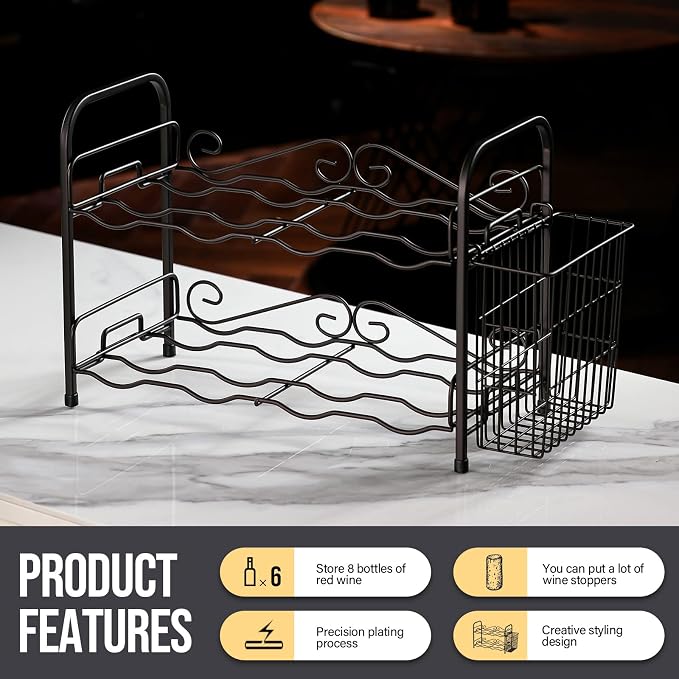 Wine Rack, 2-Tier 8 Bottles Wine Racks - Image 4