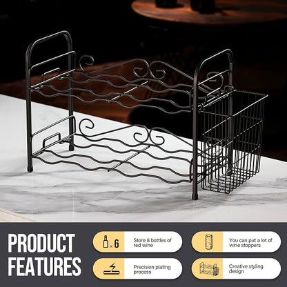 Wine Rack, 2-Tier 8 Bottles Wine Racks - Image 4