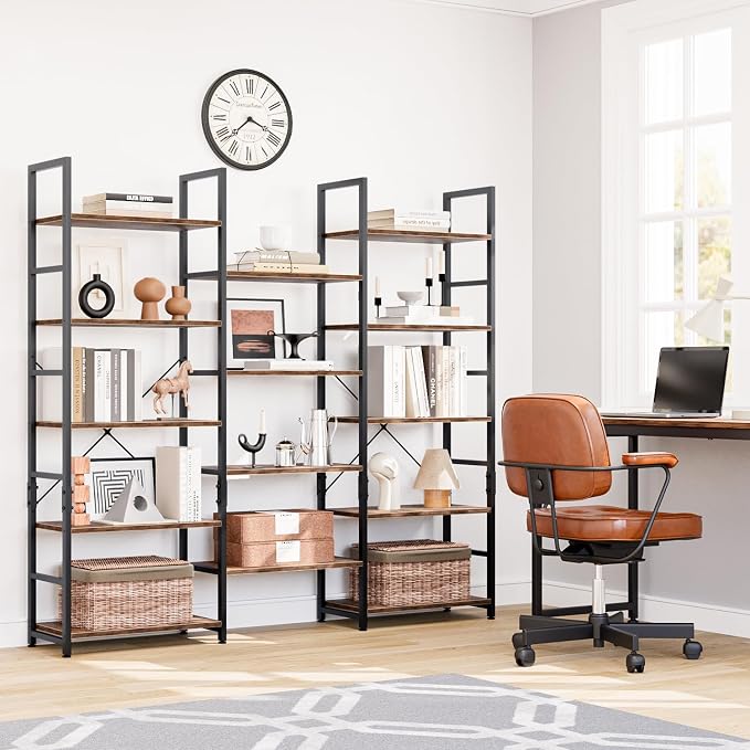 NUMENN Triple 5 Tier Bookshelf, Wide Book Shelf - Image 4