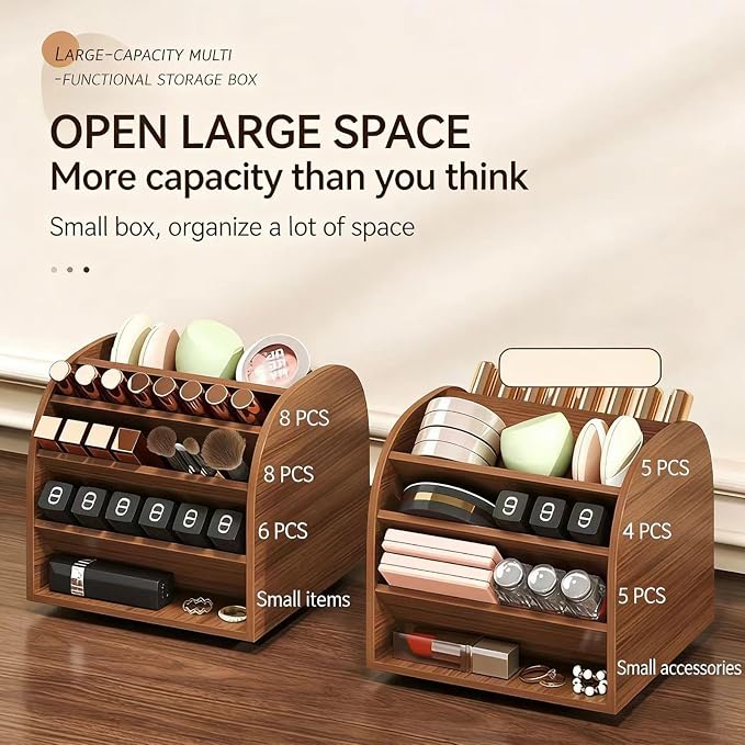 360° Rotating Lipstick Organizer, Tiered Makeup Display Stand - Image 2
