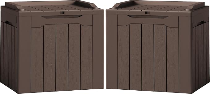 Flamaker 2 Pack Deck Box 31 Gallon Waterproof Resin Storage Box by Flamaker