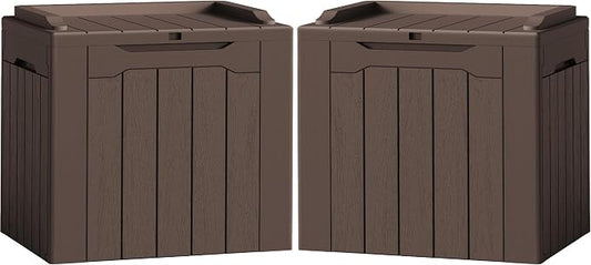 Flamaker 2 Pack Deck Box 31 Gallon Waterproof Resin Storage Box by Flamaker