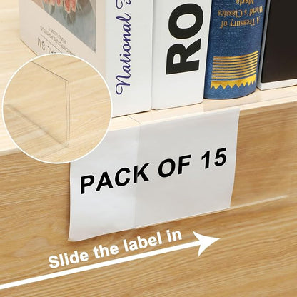 Containlol 15 Pieces Clear Shelf Label Holders Moveable Shelves Tags Moveable - Image 5