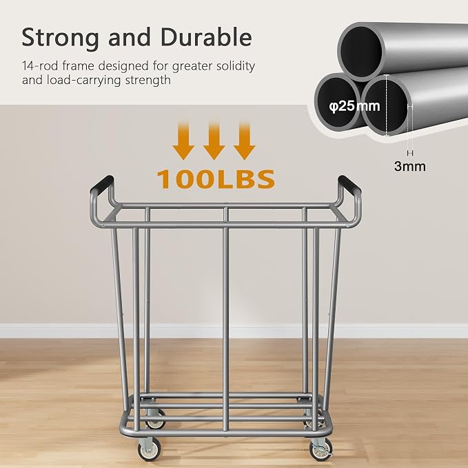 Large Laundry Hamper with Wheels, 360L Rolling Big Laundry Basket - Image 4