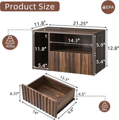 Modern Walnut Fluted Floating Nightstand - Image 2
