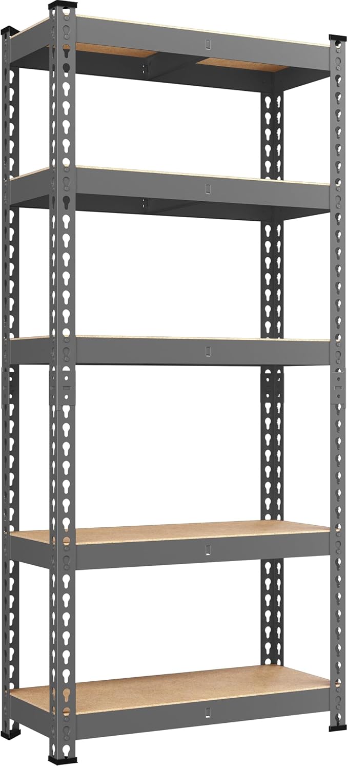 Yaheetech 5-Tier Heavy Duty Storage Shelves 28" W x 12" D x 60" H Dark Gray | by Unknown