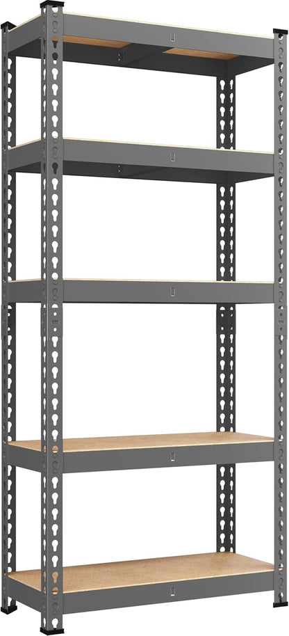 Yaheetech 5-Tier Heavy Duty Storage Shelves 28" W x 12" D x 60" H Dark Gray | by Unknown