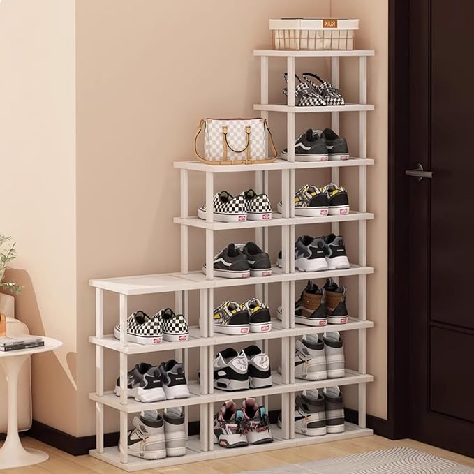 SAN HE Bamboo Shoe Rack 17 Tier- Vertical Shoe Rack by SANHE