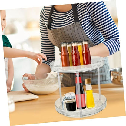 2pcs Rotating Makeup Organizer Multifunctional Round Storage Rack - Image 8