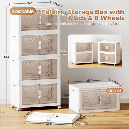 Storage Bins with Lid 76QT, Stackable Storage Containers with Wheels and - Image 4