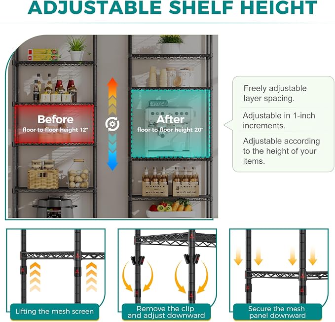 SINGAYE Shelf Wire Shelving Adjustable Storage Shelves Rack Standing Units - Image 4