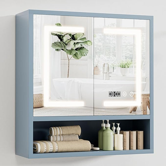 Bathroom Medicine Cabinet with Mirror, Lighted Wall Storage Cabinet, Living Room by Unknown