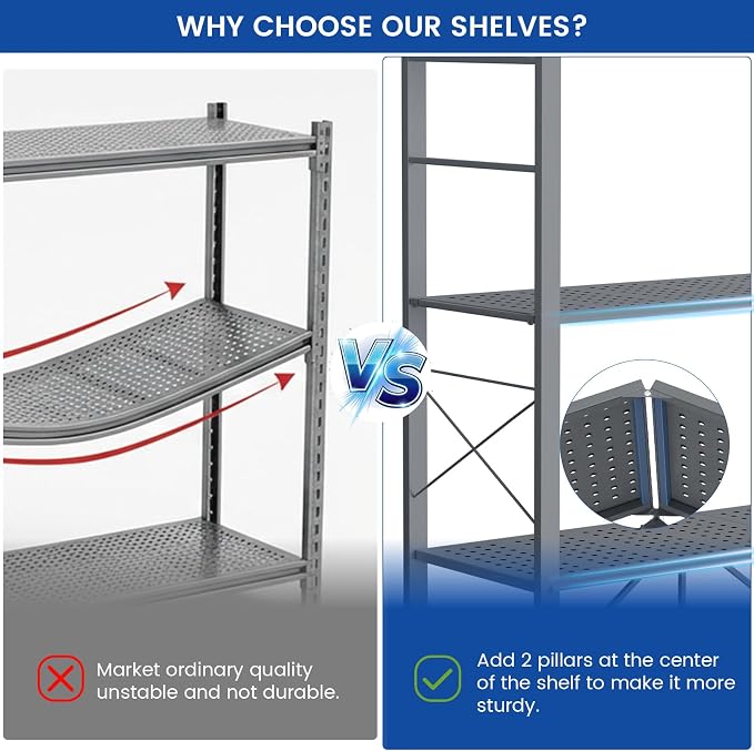 ALANNG 40" W Foldable 5-Tier Storage Shelves on Wheels Adjustable | Removable - Image 4