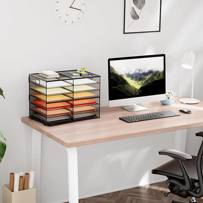 Marbrasse 7 Tier Desktop Literature Organizer, Mesh Paper Organizer Desk - Image 5