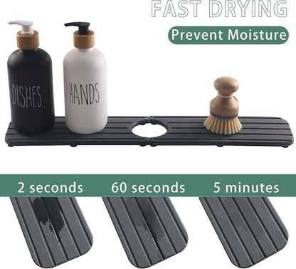 20inch x 4inch Kitchen Sink Faucet Mat, Water Absorbing Stone Faucet Splash - Image 3