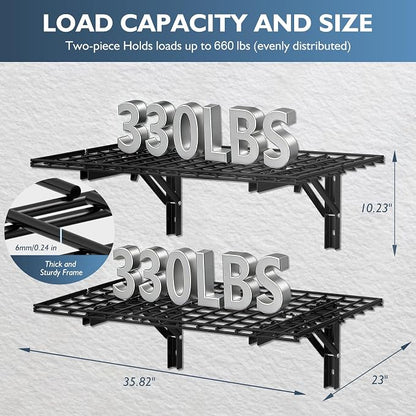 AIRAJ Foldable Garage Wall Mounted Shelving, 660Lbs Capacity, Floating Storage - Image 4