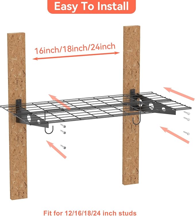 TORACK Garage 24 x 48 in/2 x 4 ft Wall Shelves, Heavy Duty Wall Mounted Wire - Image 5
