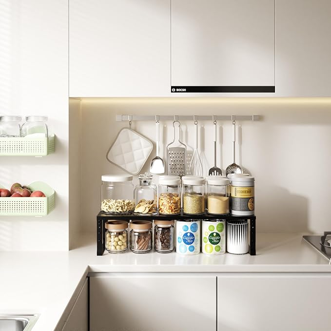 Expandable, Adjustable & Stackable Spice Rack, Cabinet Kitchen Countertop Shelf - Image 2