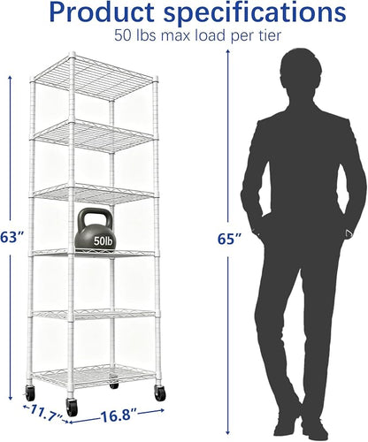 REGILLER 6 Wire Shelving Steel Storage Rack Adjustable Unit Shelves - Image 3