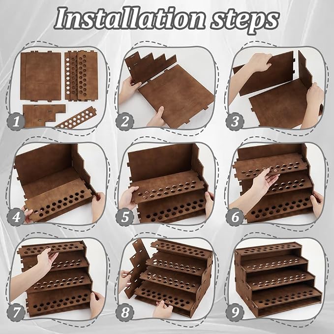 PH PandaHall 68 Holes Wooden Essential Oil Organizer Holder, 4-Tier Tabletop - Image 4