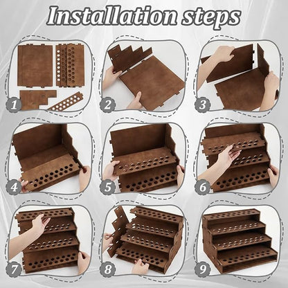 PH PandaHall 68 Holes Wooden Essential Oil Organizer Holder, 4-Tier Tabletop - Image 4
