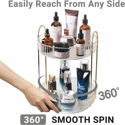 360 Rotating Makeup Organizer, 2 Tier Large Capacity Make Up Organizers and - Image 3